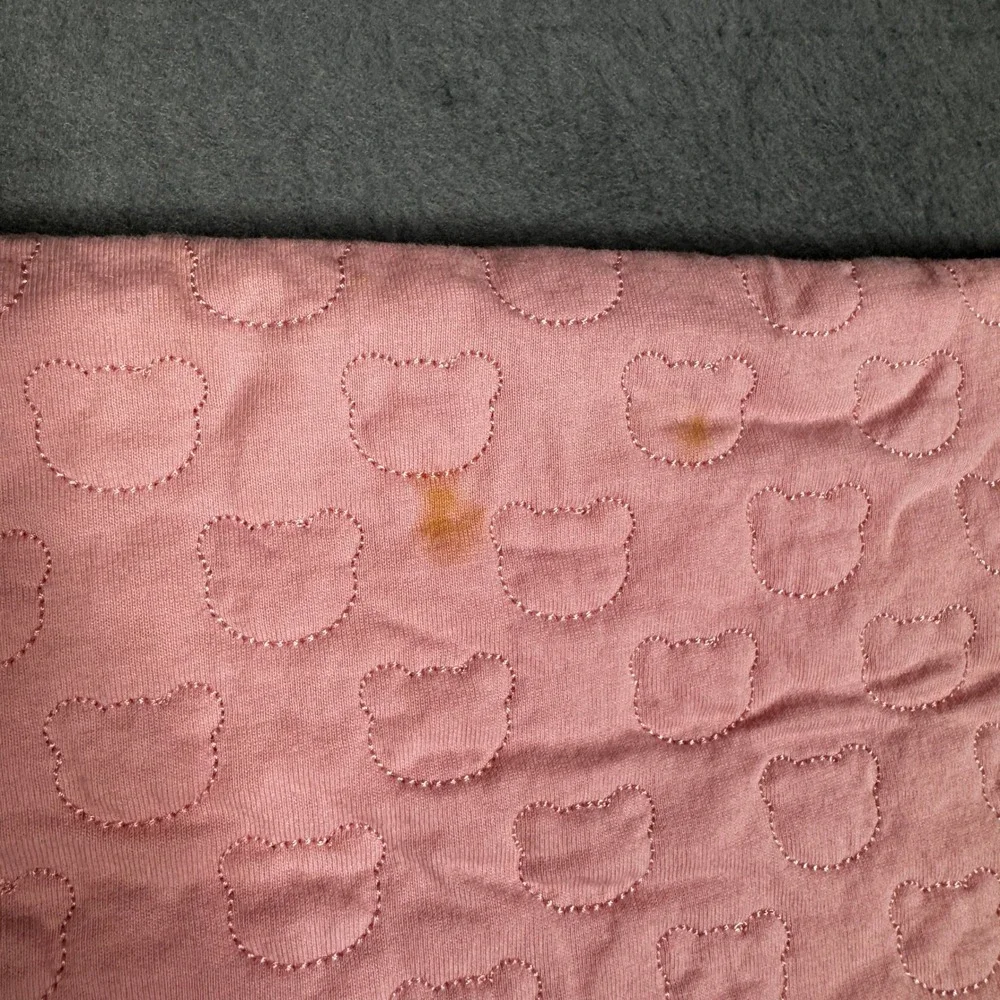 Moschino Baby Quilted Blanket Pink Teddy Bear Stripe 100% Cotton‎ One Size